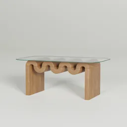 "Discover the Aria Coffee Table, a stylish and unique 3D model perfect for your next Blender 3D project. Featuring a twisted wooden base and glass top, this coffee table by Urban Outfitters is rendered in redshift for stunning detail. Ideal for interior designers and 3D enthusiasts, find it on BlenderKit under the 'table' category."