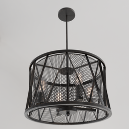 "Rustic Ceiling Light 5 - A black metal caged light fixture for Blender 3D scenes. Symmetric lights and smoke add to the ambiance. Featured on 9 9 designs and perfect for adding character to any room or setting."