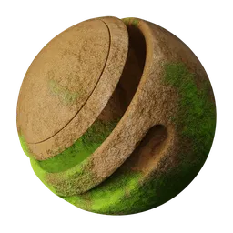 Realistic moss PBR material for Blender 3D, ideal for digital landscapes requiring organic textures with a natural look.