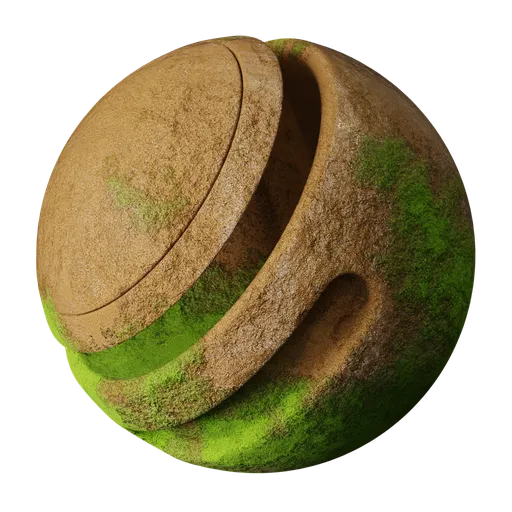 Realistic moss PBR material for Blender 3D, ideal for digital landscapes requiring organic textures with a natural look.