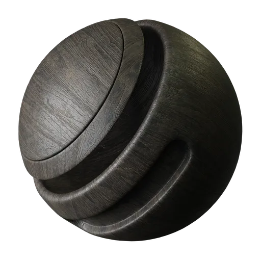 Dark scratched paint finish on wood texture for 3D PBR material suitable for Blender and other 3D applications.