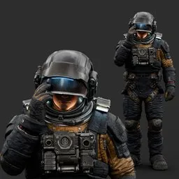 Astronaut Helmet Opening Pose Dark Suit