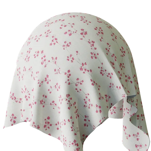 High-resolution floral fabric texture for 3D models, showcasing realistic cloth draping and PBR detailing.