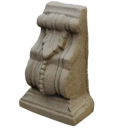Detailed stone corbel 3D model, perfect for architectural visualization in Blender, featuring intricate quad topology.