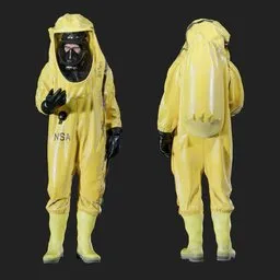 Hazmat Specialist Inspecting Yellow Suit