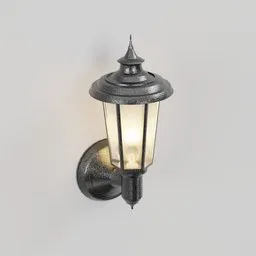 Realistic 3D model of a vintage-style black wall lamp, suitable for Blender rendering.