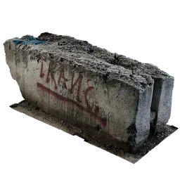 "Concrete block scan - Cityspace 3D model for Blender 3D. Perfect for creating apocalyptic scenes and abandoned structures with graffiti detail. Untextured and highly detailed, great for game development and topological renders."