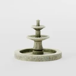 Detailed Blender 3D model showcasing a two-tiered classic stone fountain with realistic textures.
