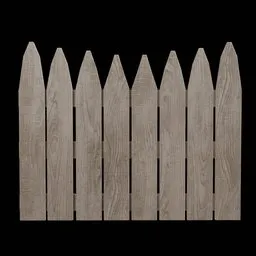 Detailed 3D wooden picket fence model, optimized for Blender, suitable for architectural visualizations.