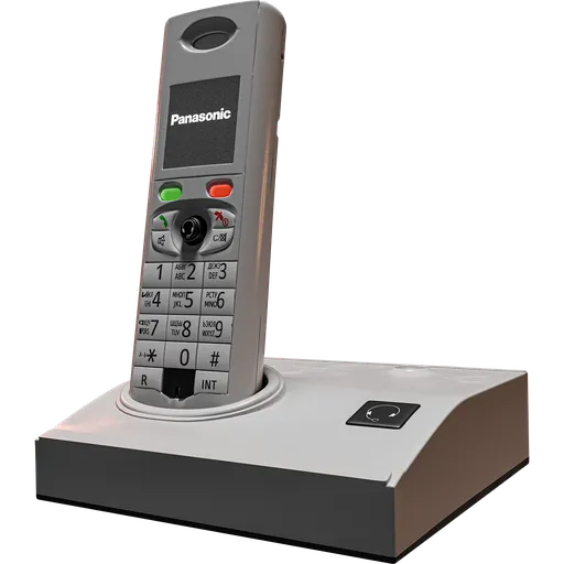 Low poly Panasonic corded phone 3D model, Blender Eevee and Cycles ready.