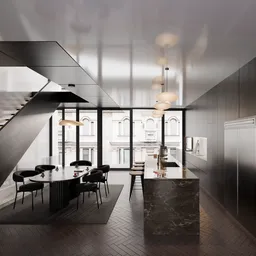 Modern Living and Kitchen Interior
