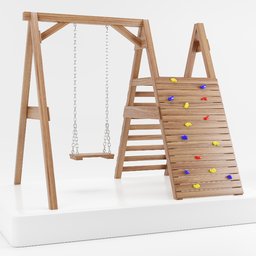 Wooden swing climbing wall