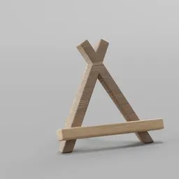 Textured wooden tripod structure for 3D rendering in Blender, ideal for modern interior decor visuals.