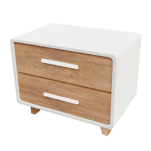 Modern bedside drawer with detailed wood texture, perfect for Blender 3D interior visualizations.