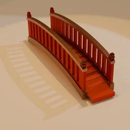 3D rendered wooden arch bridge, optimized for Blender, ideal for street scenes or landscape modeling.
