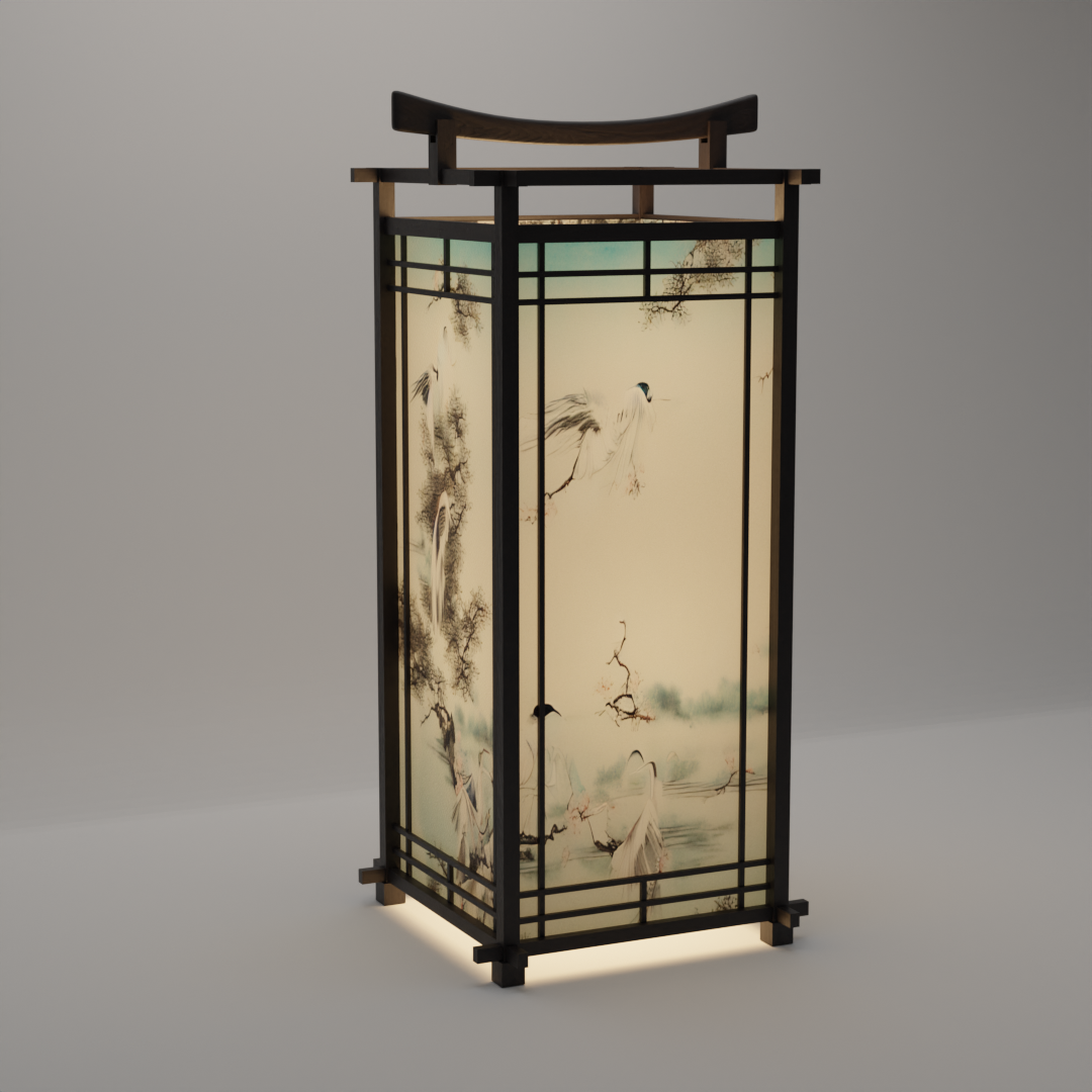 Traditional Japanese Floor Lantern 3D Floor Lamp models BlenderKit