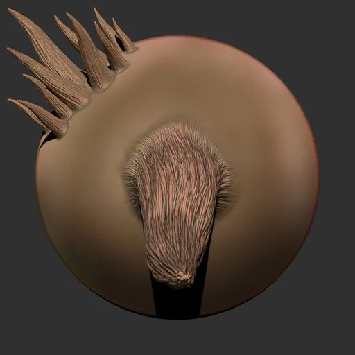 Blender 3D sculpting brush for detailed hair and fur texturing on 3D models, showcasing fine strokes.