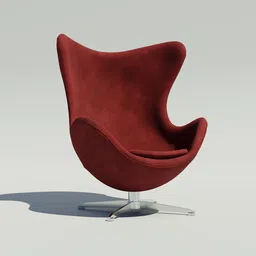 High-quality red Egg Chair 3D model rendered in Blender, ideal for interior design visualizations.
