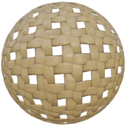 Realistic wicker material texture for 3D Blender PBR rendering, showcasing intricate weave detail with color variations.