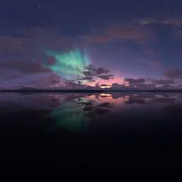 Cloudy Pink Sunset & Auroras