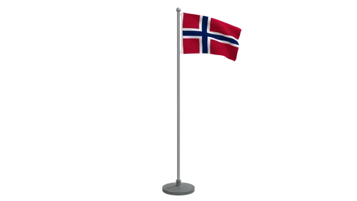 Low poly animated Norway flag 3D model, Blender compatible, ideal for CG visualization, quads only meshes.