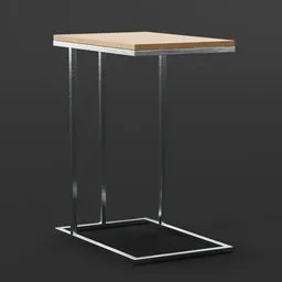 Photorealistic 3D rendering of a modern office table with chrome legs for Blender modeling.