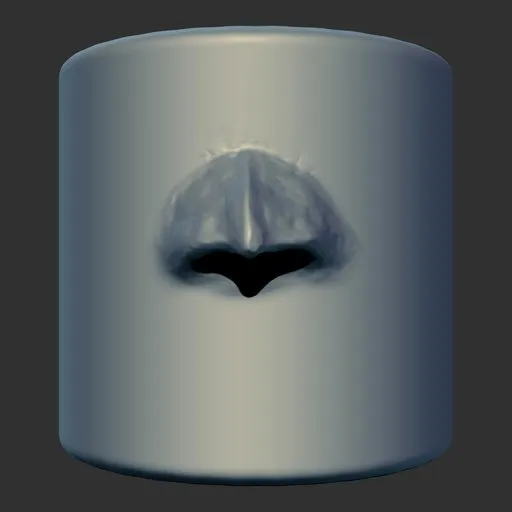 3D sculpting brush imprint of dragon scales for detailed creature modeling in Blender 3D.