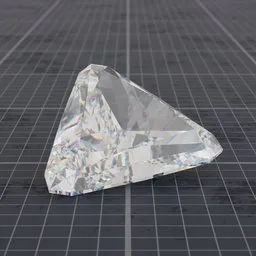 Realistic trilliant cut diamond 3D model with adjustable materials for Blender rendering.