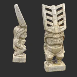 Tiki God Totem Obelisk Statue Marble