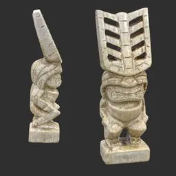 Tiki God Totem Obelisk Statue Marble