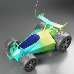 Colorful stylized 3D model of a toy race car with high-detail topology suitable for Blender users.