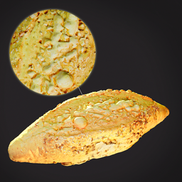 "Highly detailed 3D model of French bread with cheese and nuts, perfect for food rendering in Blender 3D. 8k texture and realistic metallic skin brings this pastry to life. Ready for use in Unreal Engine and other 3D software."