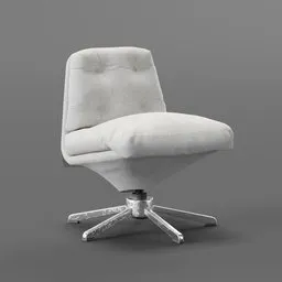 Wide Cloth Swivel chair white