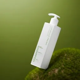 Green Moss Podium Cosmetic Studio Scene Mockup