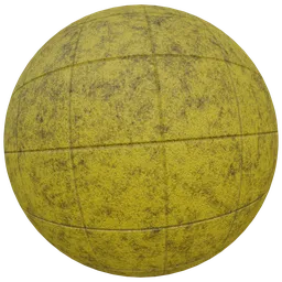 High-resolution PBR texture for 3D floors with a dusty yellow rubber surface, suitable for Blender and other 3D software.