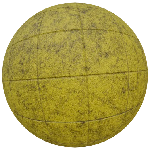 High-resolution PBR texture for 3D floors with a dusty yellow rubber surface, suitable for Blender and other 3D software.