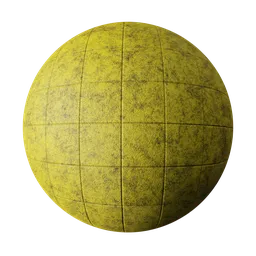 High-resolution PBR texture for 3D floors with a dusty yellow rubber surface, suitable for Blender and other 3D software.