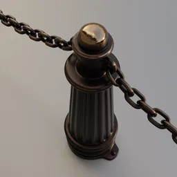 Detailed 3D bollard and chain with realistic textures, available for Blender rendering.