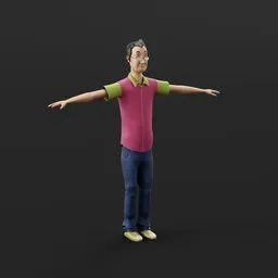 Stylized Middle-Aged Man Rigged