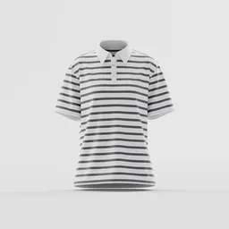 Striped Oversized Polo Shirt Mockup