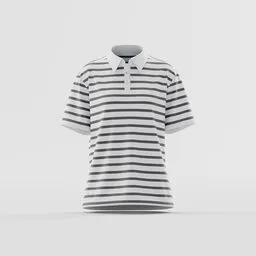 Striped Oversized Polo Shirt Mockup