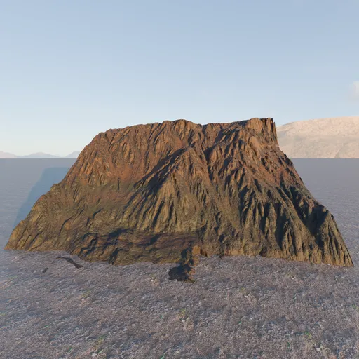 Detailed procedural 3D cliff model, simulating erosion, compatible with Blender for environmental designs.