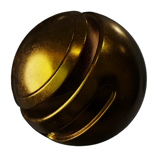 High-resolution PBR scratched gold metal texture for 3D rendering in Blender.