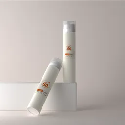 Innovative 3D Blender model showcasing sunscreen bottles in a sleek mockup scene with subtle lighting.