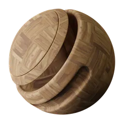 Detailed wood parquet PBR texture for Blender 3D with 4K resolution, ideal for realistic exterior decking visuals.