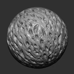 3D Blender sculpting brush imprint of fleshy holes for detailed demon skin textures in monster modeling.