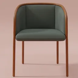 Highly detailed 3D render of a modern, elegant green armchair with wooden frame, ideal for Blender 3D projects.