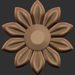 ER Ornament Brush 55 imprint of a petal-shaped design for 3D modeling in Blender sculpting.