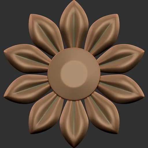 ER Ornament Brush 55 imprint of a petal-shaped design for 3D modeling in Blender sculpting.