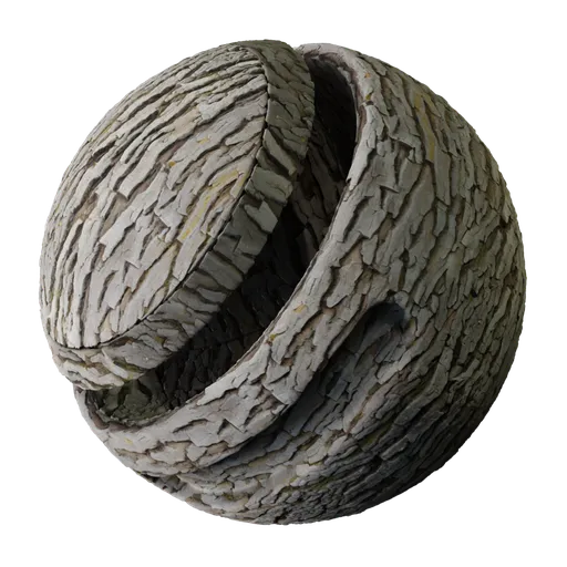 Highly detailed Tree Trunk Bark PBR material for Blender, featuring versatile scale and color adjustments with realistic texture fidelity for 3D projects.